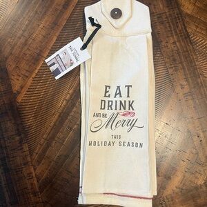 Festive Cream Holiday Tea Towel